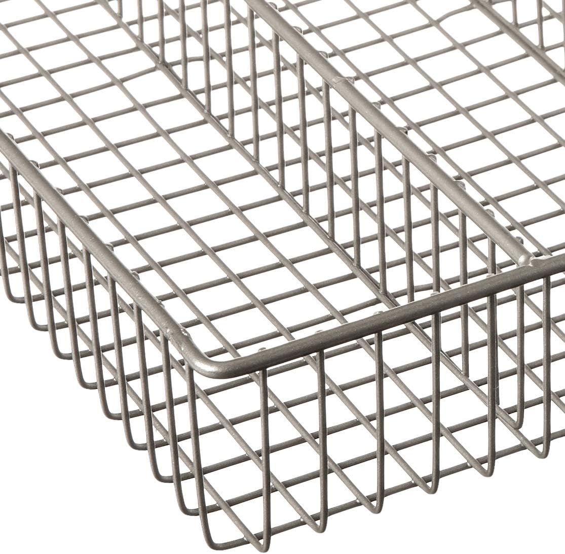Large Wire Silverware Drawer Organizer Satin Nickel 5 Compartment Grid Utensil Holder for Flatware Cutlery Drawer Organization, 11 In Wide Metal Wire Utensil Organized Divider Tray Drawer