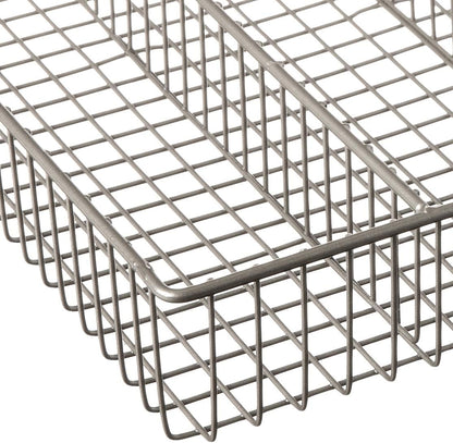 Large Wire Silverware Drawer Organizer Satin Nickel 5 Compartment Grid Utensil Holder for Flatware Cutlery Drawer Organization, 11 In Wide Metal Wire Utensil Organized Divider Tray Drawer