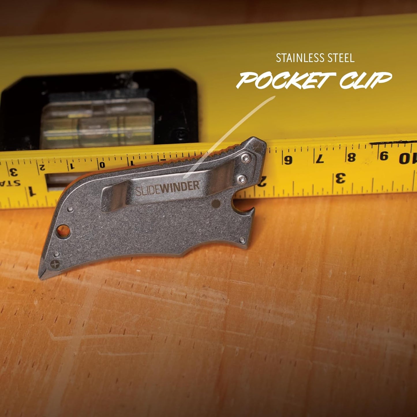 SlideWinder - Utility Knife Multitool with Standard Replaceable Razor Blade, Screwdrivers, Prybar, Bottle Opener and Pocket Clip with Locking Auto-Retracting Blade