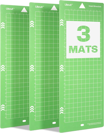 Likcut Cutting Mat for Glee S501 Cutter, 4.5" X 6.5" Standard Adhesive Mat for DIY Crafty, 3 Packs Likcut Accessories Mats, Adhesive Sticky Green Quilting Replacement Cut Mats for Iron On, Vinyl