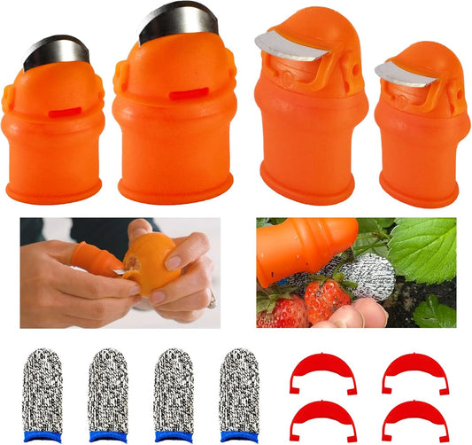 12 Pcs Gardening Thumb Knife Set, Finger Cutter with Anti-Cutting Finger Protector, Thumb Cutter for Vegetable Garden, Harvesting and Deadheading, Present for Gardeners