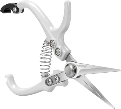 Pruning Shears for Gardening, Q-Shaped Garden Scissors for Plants | Straight Precision Stainless Steel Blades, Comfort Ergonomic Grips, Ideal Snip for Deadheading, Trimming & Shaping Plants