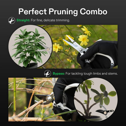 Pruning Shears for Gardening, Q-Shaped Garden Scissors for Plants | Straight Precision Stainless Steel Blades, Comfort Ergonomic Grips, Ideal Snip for Deadheading, Trimming & Shaping Plants