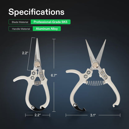 Pruning Shears for Gardening, Q-Shaped Garden Scissors for Plants | Straight Precision Stainless Steel Blades, Comfort Ergonomic Grips, Ideal Snip for Deadheading, Trimming & Shaping Plants