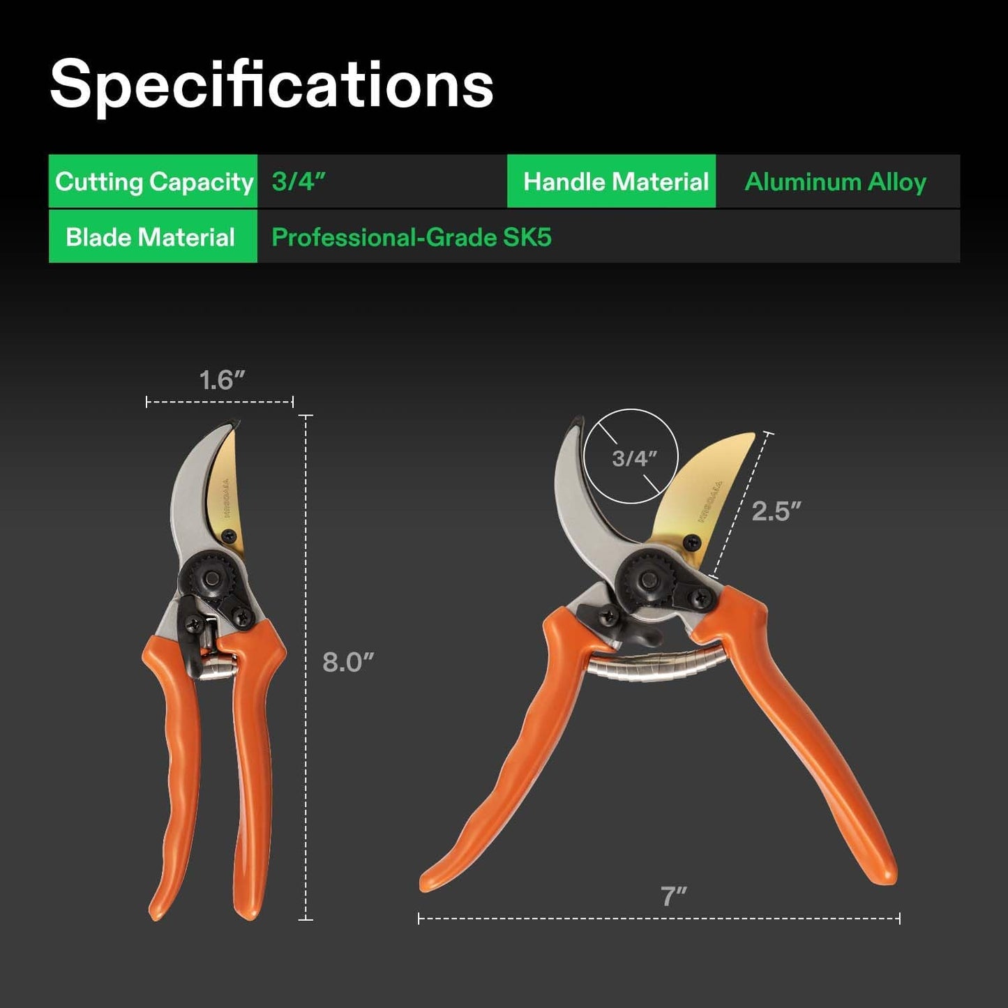 Pruning Shears for Gardening, Q-Shaped Garden Scissors for Plants | Straight Precision Stainless Steel Blades, Comfort Ergonomic Grips, Ideal Snip for Deadheading, Trimming & Shaping Plants