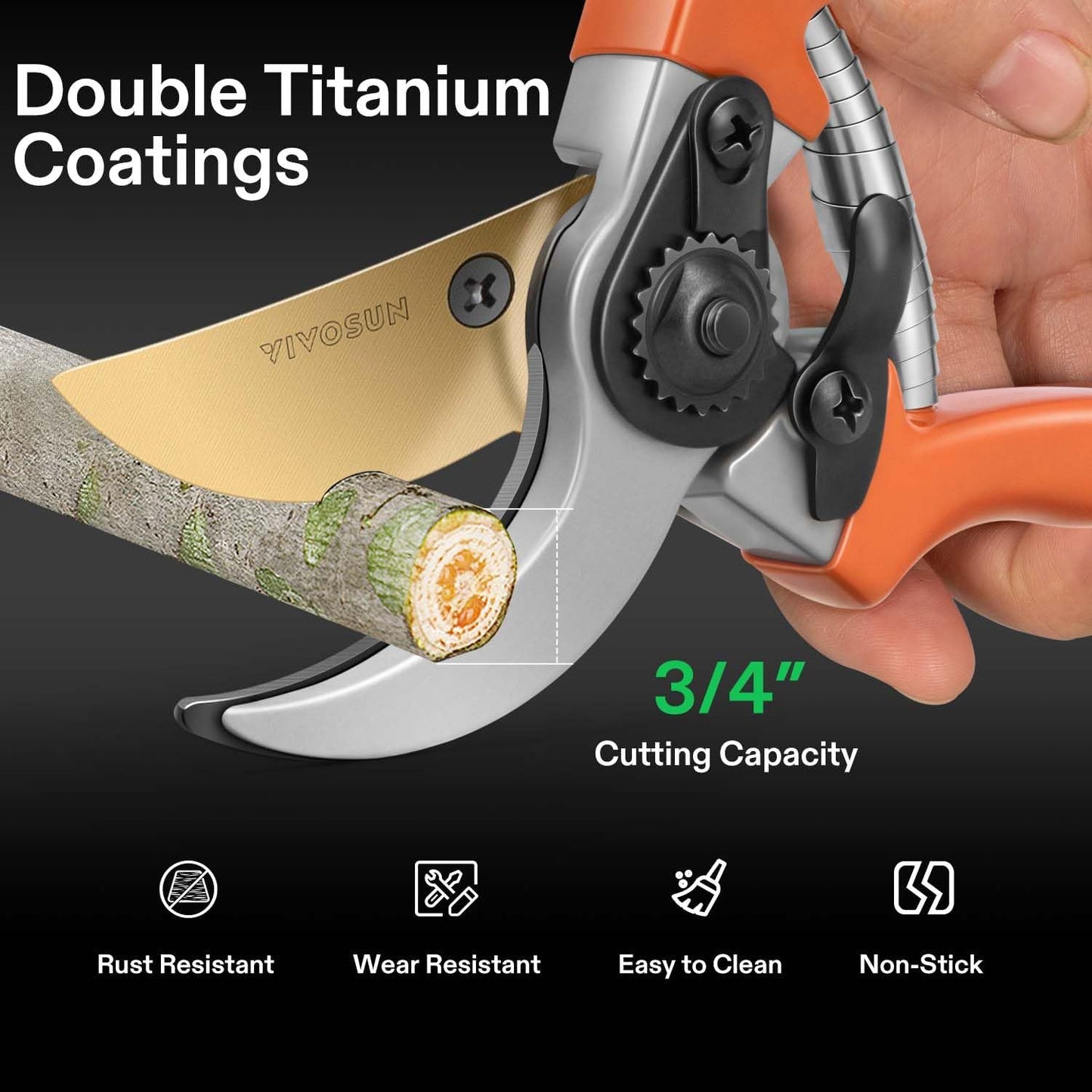 Pruning Shears for Gardening, Q-Shaped Garden Scissors for Plants | Straight Precision Stainless Steel Blades, Comfort Ergonomic Grips, Ideal Snip for Deadheading, Trimming & Shaping Plants