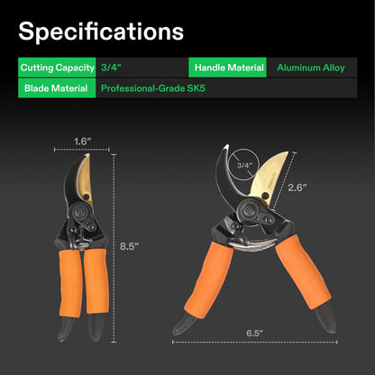 Pruning Shears for Gardening, Q-Shaped Garden Scissors for Plants | Straight Precision Stainless Steel Blades, Comfort Ergonomic Grips, Ideal Snip for Deadheading, Trimming & Shaping Plants