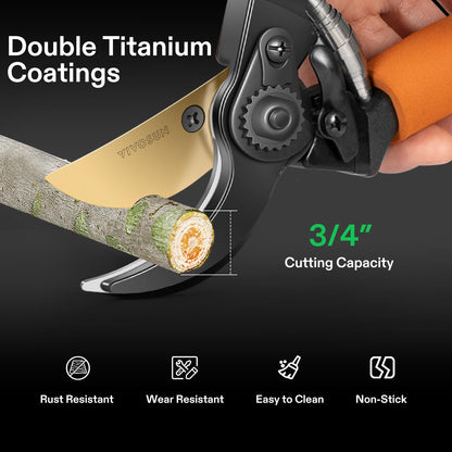 Pruning Shears for Gardening, Q-Shaped Garden Scissors for Plants | Straight Precision Stainless Steel Blades, Comfort Ergonomic Grips, Ideal Snip for Deadheading, Trimming & Shaping Plants