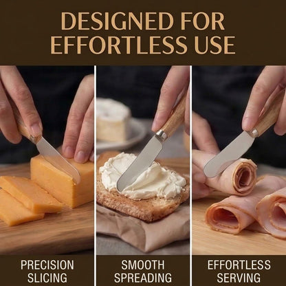 Small Cream Cheese Spreader Knives Set,Wooden 5in,Stainless Steel Butter Knife Spreader for Cocktail,Condimets,Dips,Appetizers,Jam,Pastry,Sandwich,Toast,Bagel,Charcuterie Board Serving Party Supplies