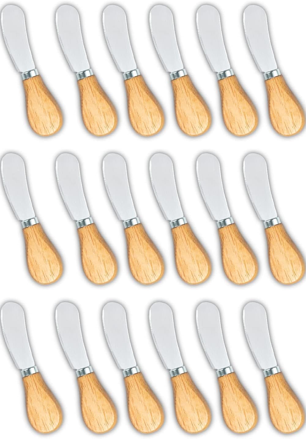 Small Cream Cheese Spreader Knives Set,Wooden 5in,Stainless Steel Butter Knife Spreader for Cocktail,Condimets,Dips,Appetizers,Jam,Pastry,Sandwich,Toast,Bagel,Charcuterie Board Serving Party Supplies