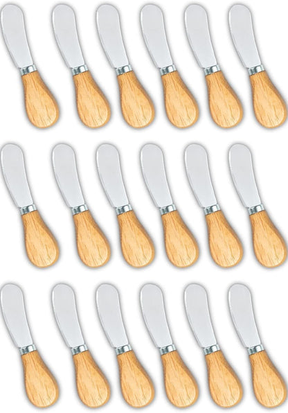Small Cream Cheese Spreader Knives Set,Wooden 5in,Stainless Steel Butter Knife Spreader for Cocktail,Condimets,Dips,Appetizers,Jam,Pastry,Sandwich,Toast,Bagel,Charcuterie Board Serving Party Supplies