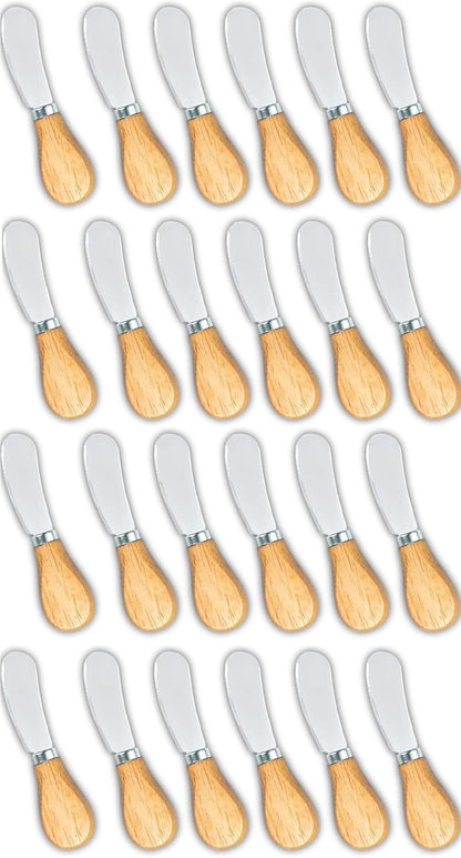 Small Cream Cheese Spreader Knives Set,Wooden 5in,Stainless Steel Butter Knife Spreader for Cocktail,Condimets,Dips,Appetizers,Jam,Pastry,Sandwich,Toast,Bagel,Charcuterie Board Serving Party Supplies