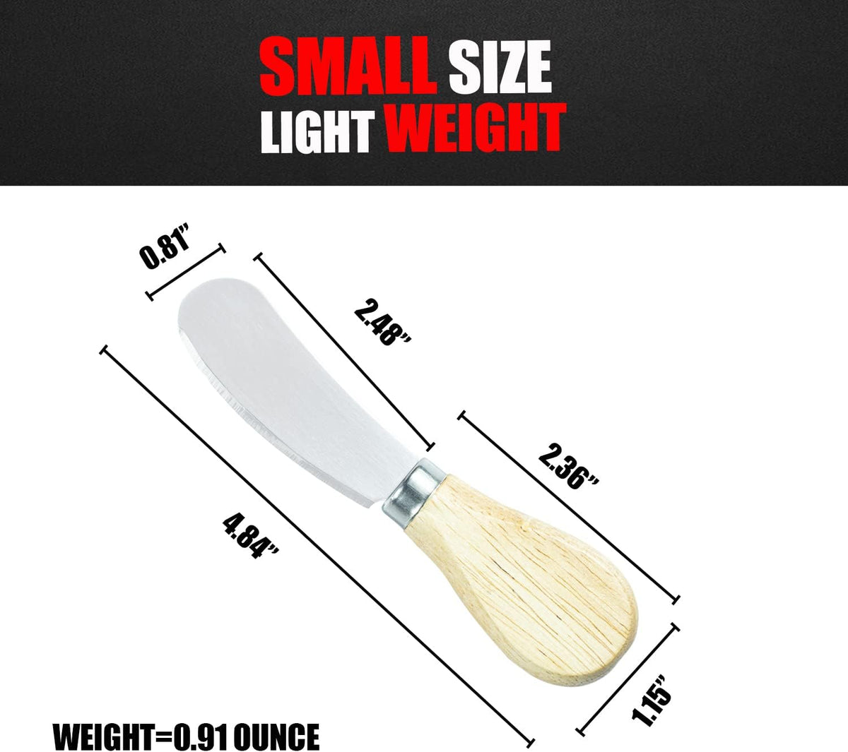 Small Cream Cheese Spreader Knives Set,Wooden 5in,Stainless Steel Butter Knife Spreader for Cocktail,Condimets,Dips,Appetizers,Jam,Pastry,Sandwich,Toast,Bagel,Charcuterie Board Serving Party Supplies