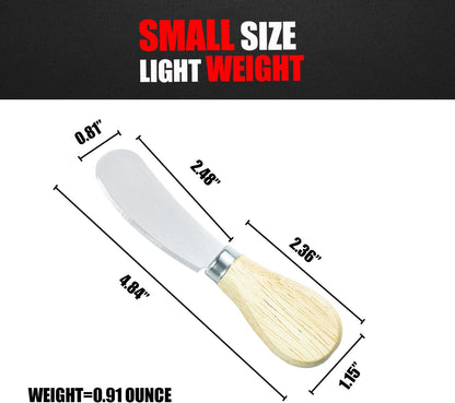 Small Cream Cheese Spreader Knives Set,Wooden 5in,Stainless Steel Butter Knife Spreader for Cocktail,Condimets,Dips,Appetizers,Jam,Pastry,Sandwich,Toast,Bagel,Charcuterie Board Serving Party Supplies