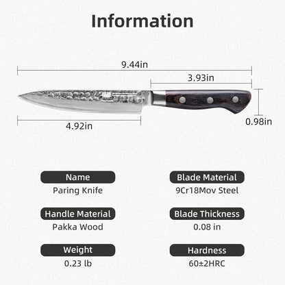Paring Knife 5 Inch, Damascus Small Kitchen Utility Knife for Fruit, Prep & Travel Use (Raven Series)