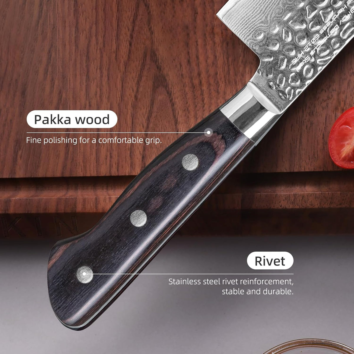 Paring Knife 5 Inch, Damascus Small Kitchen Utility Knife for Fruit, Prep & Travel Use (Raven Series)