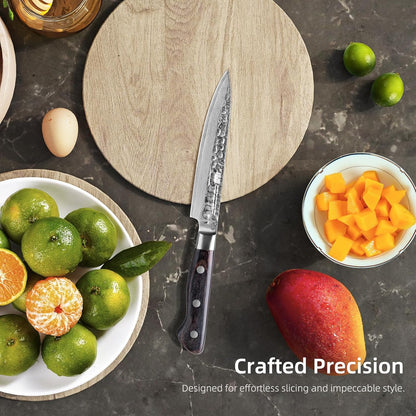 Paring Knife 5 Inch, Damascus Small Kitchen Utility Knife for Fruit, Prep & Travel Use (Raven Series)