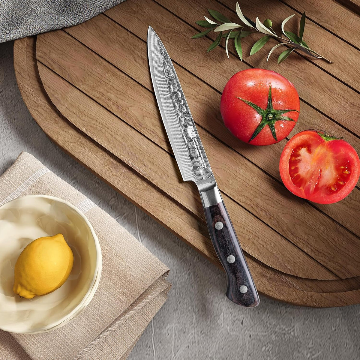 Paring Knife 5 Inch, Damascus Small Kitchen Utility Knife for Fruit, Prep & Travel Use (Raven Series)