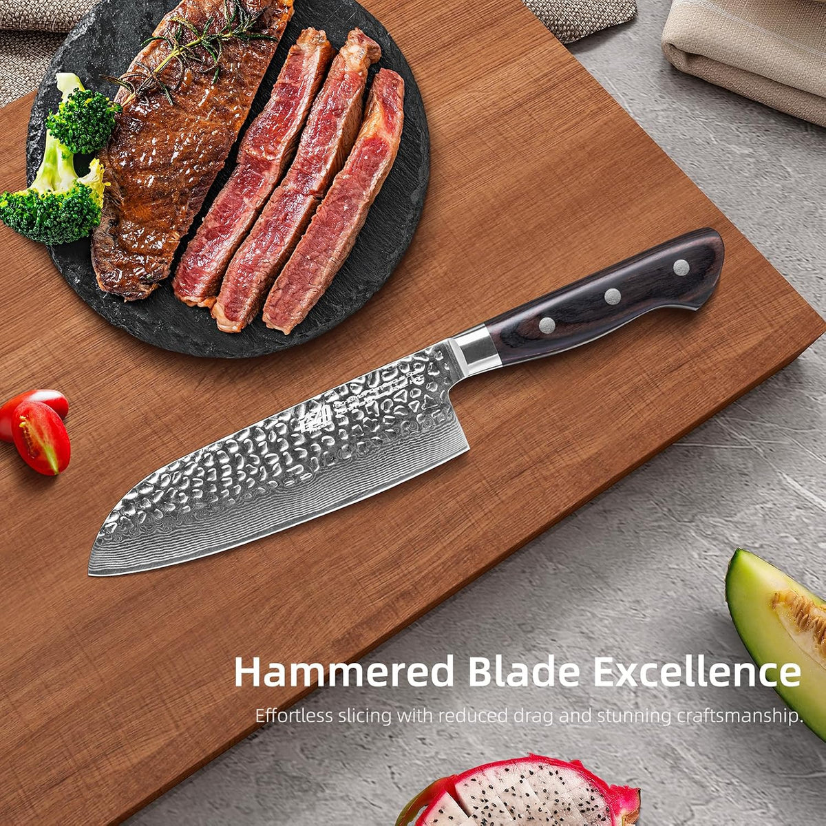 Paring Knife 5 Inch, Damascus Small Kitchen Utility Knife for Fruit, Prep & Travel Use (Raven Series)