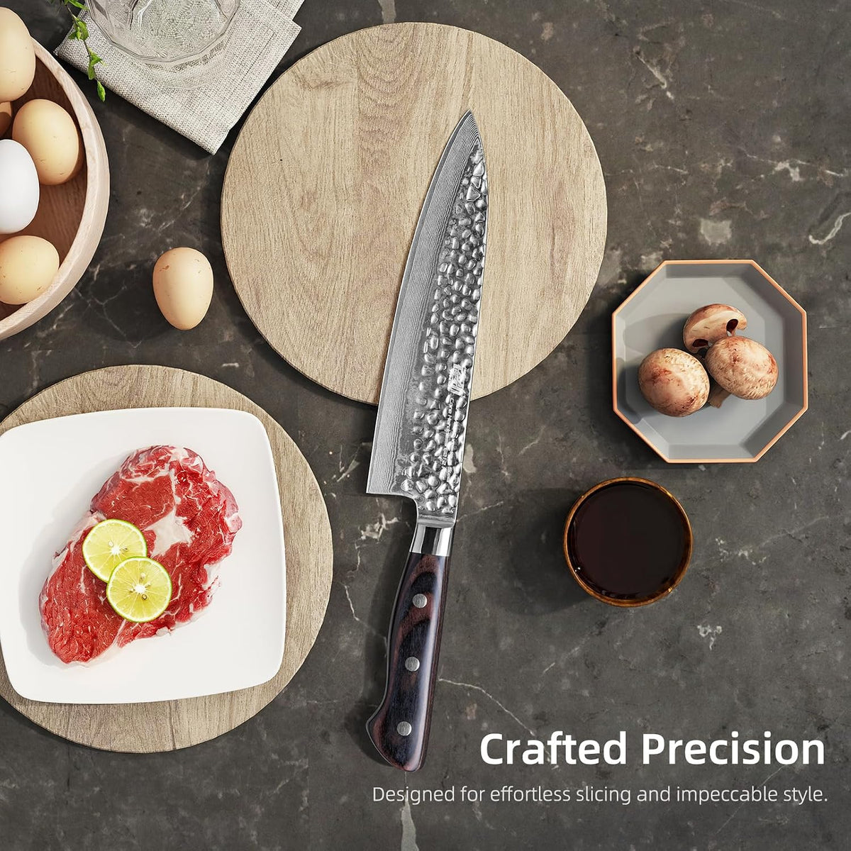 Paring Knife 5 Inch, Damascus Small Kitchen Utility Knife for Fruit, Prep & Travel Use (Raven Series)