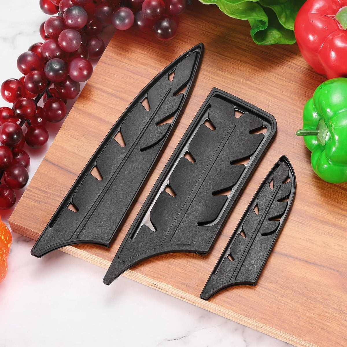 2Pcs Knife Cover Sleeves Knife Edge Guards for 7.5" Chef Knife Edge Blade Protector Universal Knife Sheath for Kitchen, Black