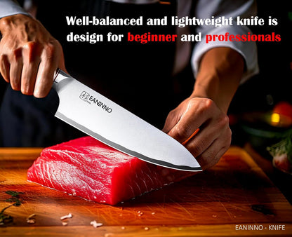 Kitchen Chef Knife 8 inch Japanese High Carbon Staniless Steel Sharp Knife | Professional for Cutting Meat Vegetable with Ergonomic Wood Handle Light Weight Design