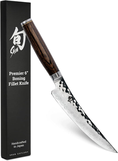 Premier 6" Gokujo Boning Knife, Handcrafted Japanese Boning & Fillet Knife, VG-MAX Core with Damascus Stainless Steel Cladding, Pakkawood Handle, Meat & Fish Tool for Professional and Home Chefs