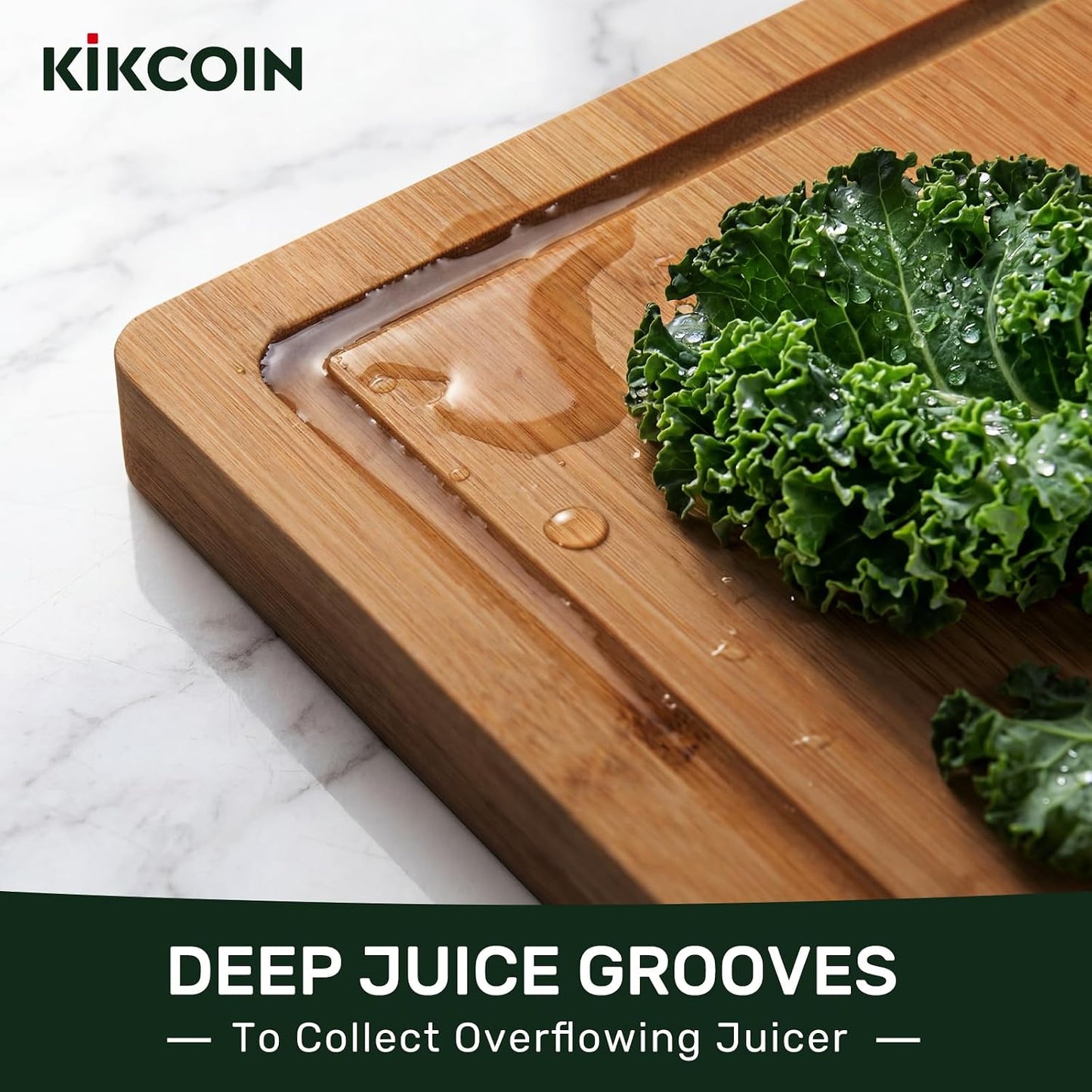3+1 Piece Self-Draining Bamboo Cutting Boards, Wooden Cutting Boards for Charcuterie, Vegetables, Cheese, Bread, Extra Large Chopping Boards with Deep Juice Groove and Handle, Natural