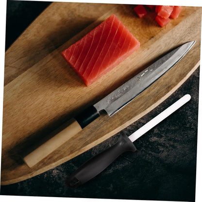 Ergonomic Kitchen Cutter Sharpener Rod for Knives and Scissors Ceramic Sharpening Tool with Even Surface for Professional Chefs and Home Use Safe and Easy to Use Handheld Honing