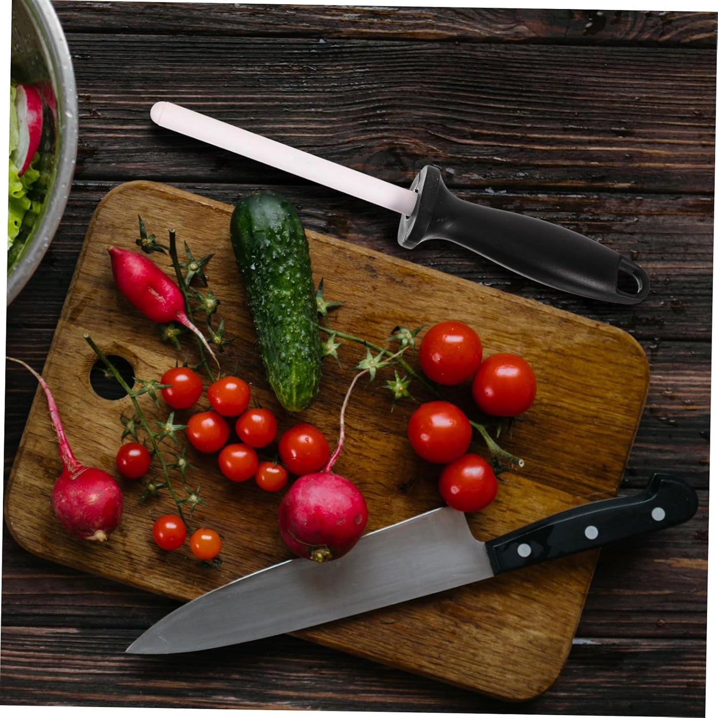Ergonomic Kitchen Cutter Sharpener Rod for Knives and Scissors Ceramic Sharpening Tool with Even Surface for Professional Chefs and Home Use Safe and Easy to Use Handheld Honing