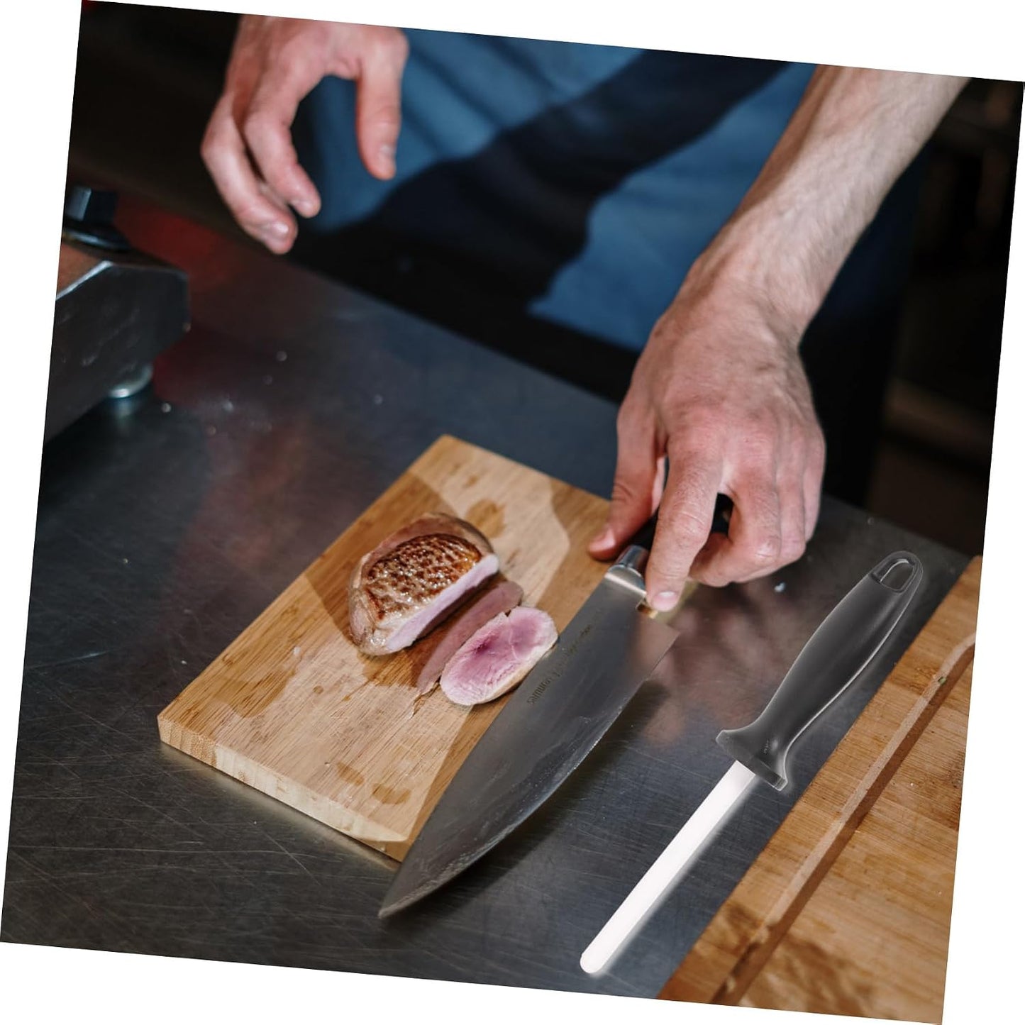 Ergonomic Kitchen Cutter Sharpener Rod for Knives and Scissors Ceramic Sharpening Tool with Even Surface for Professional Chefs and Home Use Safe and Easy to Use Handheld Honing
