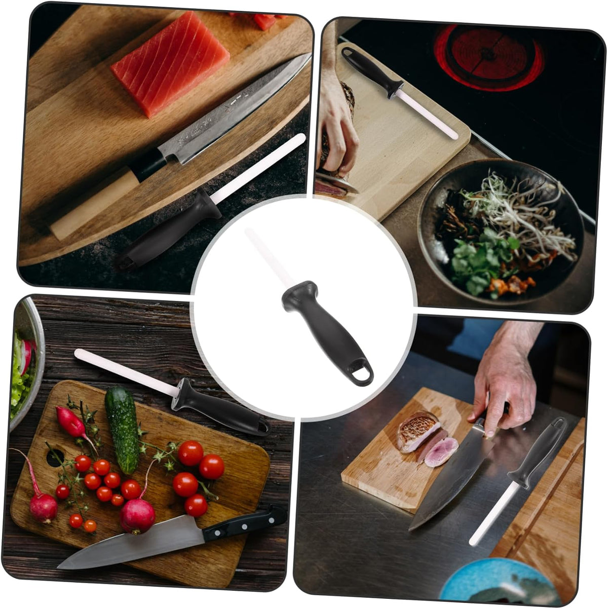 Ergonomic Kitchen Cutter Sharpener Rod for Knives and Scissors Ceramic Sharpening Tool with Even Surface for Professional Chefs and Home Use Safe and Easy to Use Handheld Honing