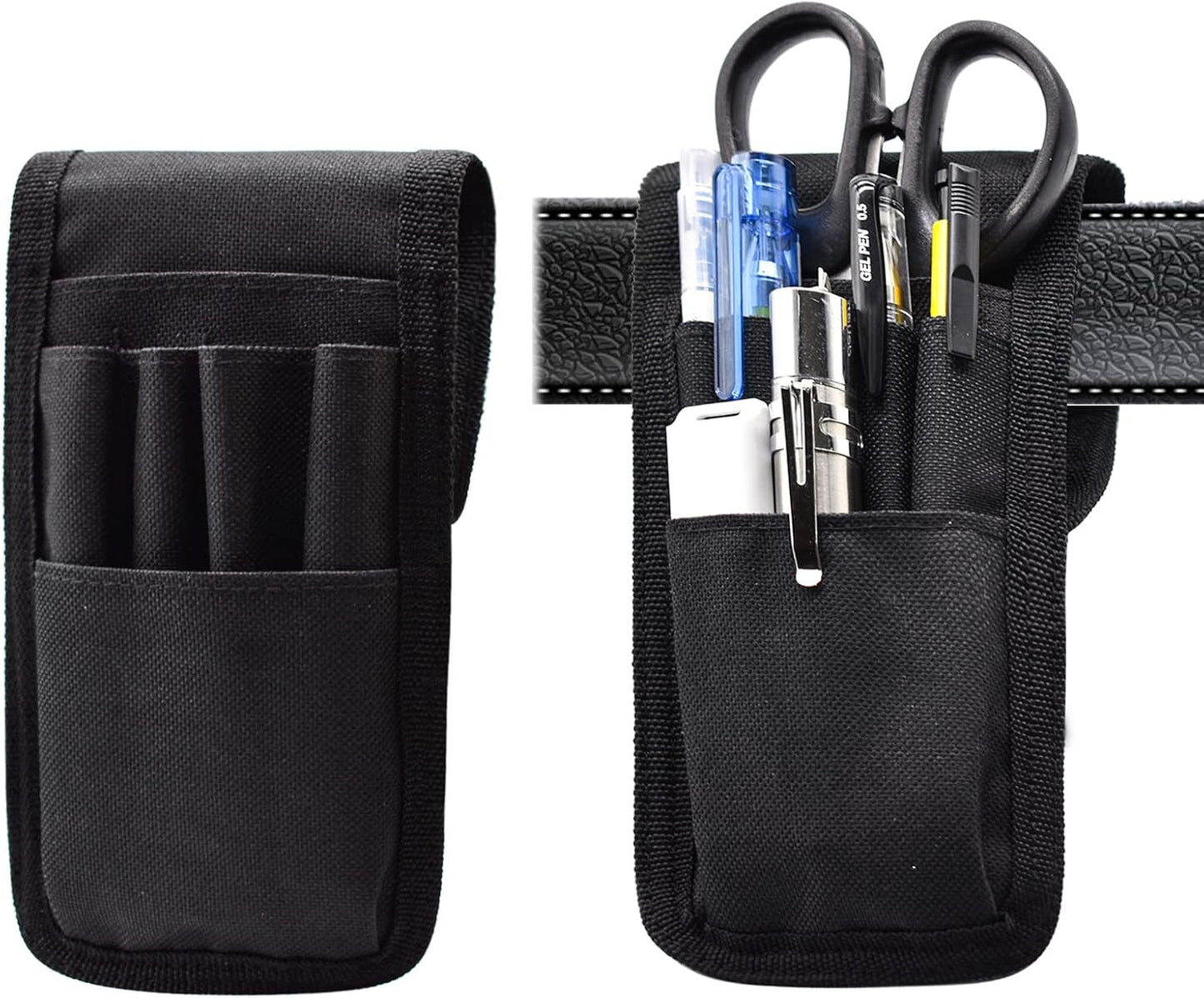 2 Pcs Belt Pen Holder, Multifunctional Adjustable Tactical Pencil Pouch, Detachable Military Duty Pencil Sleeve Case, Can Hold Pens, Rulers and Scissors