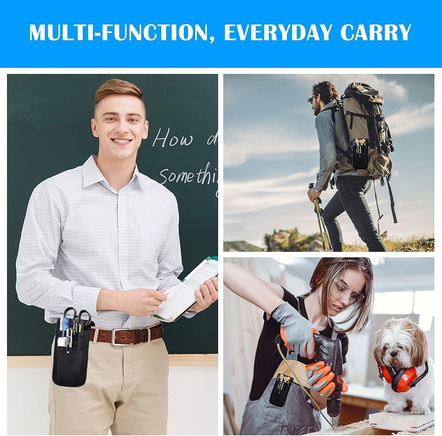 2 Pcs Belt Pen Holder, Multifunctional Adjustable Tactical Pencil Pouch, Detachable Military Duty Pencil Sleeve Case, Can Hold Pens, Rulers and Scissors
