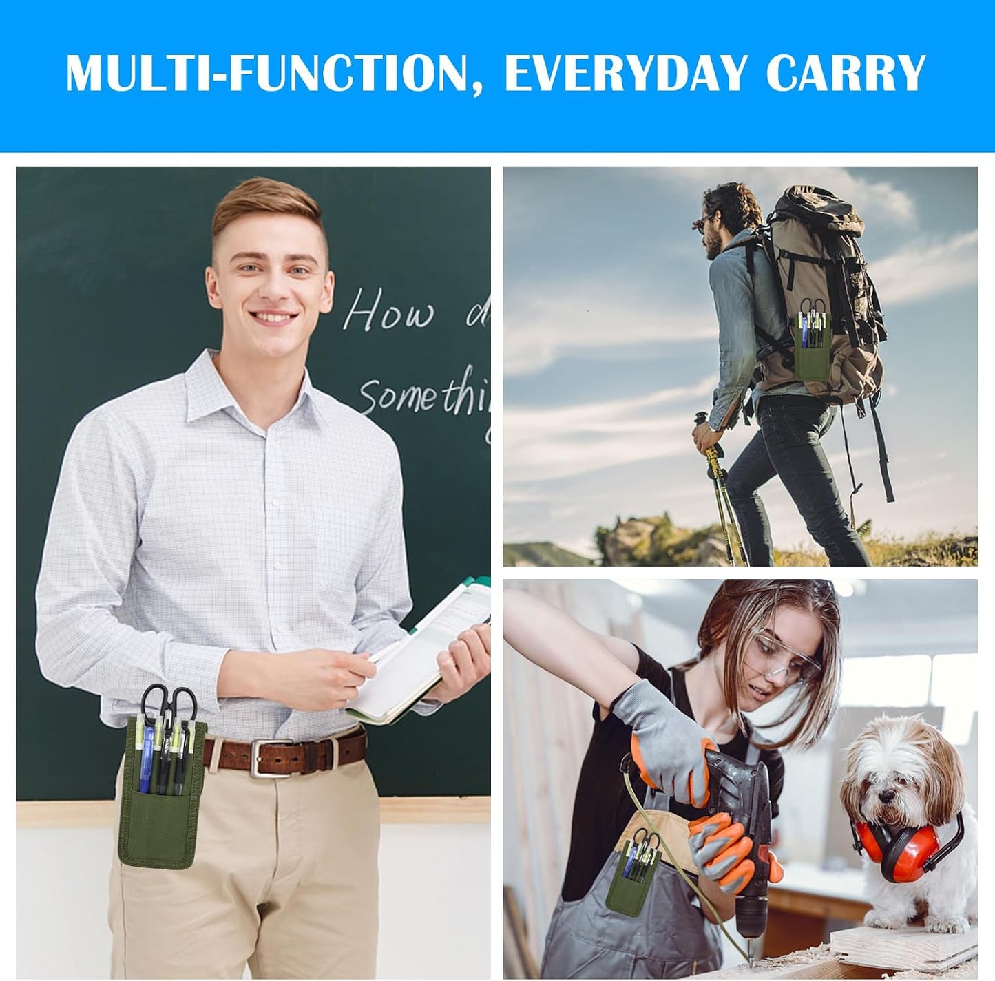 2 Pcs Belt Pen Holder, Multifunctional Adjustable Tactical Pencil Pouch, Detachable Military Duty Pencil Sleeve Case, Can Hold Pens, Rulers and Scissors