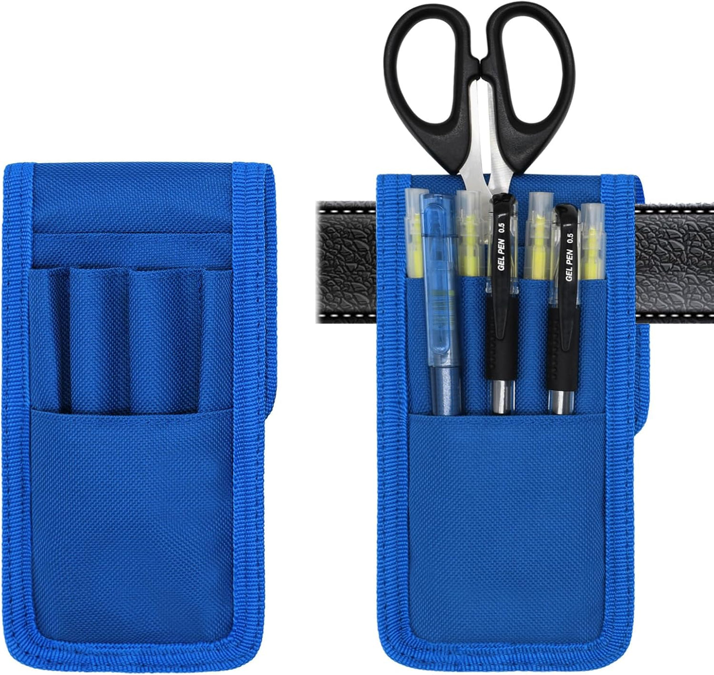 2 Pcs Belt Pen Holder, Multifunctional Adjustable Tactical Pencil Pouch, Detachable Military Duty Pencil Sleeve Case, Can Hold Pens, Rulers and Scissors