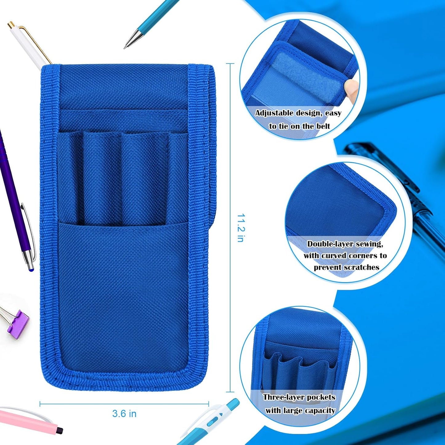 2 Pcs Belt Pen Holder, Multifunctional Adjustable Tactical Pencil Pouch, Detachable Military Duty Pencil Sleeve Case, Can Hold Pens, Rulers and Scissors