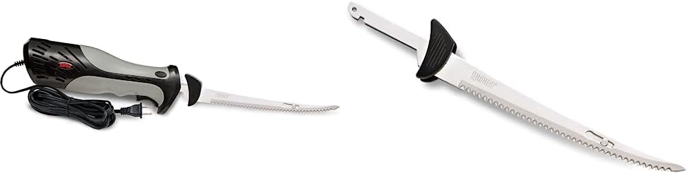 Heavy Duty Electric Fillet Knife Grey/Black, 7 1/2" Blade & Replacement Blade 9 Inch