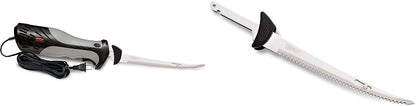 Heavy Duty Electric Fillet Knife Grey/Black, 7 1/2" Blade & Replacement Blade 9 Inch