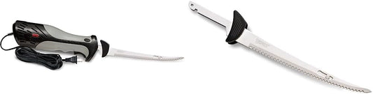 Heavy Duty Electric Fillet Knife Grey/Black, 7 1/2" Blade & Replacement Blade 9 Inch