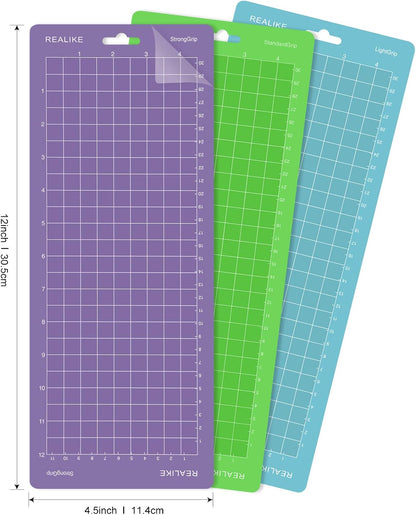 Cutting Mat Compatible with Cricut Joy(4.5x12 inch,StandardGrip, LightGrip, StrongGrip 3Mats),Durable Adhesive Cutting mats for Joy Accessories