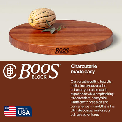 Block CHY-R18 Cherry Wood Edge Grain Reversible Round Cutting Board, 18 Inches Round x 1.5 Inches