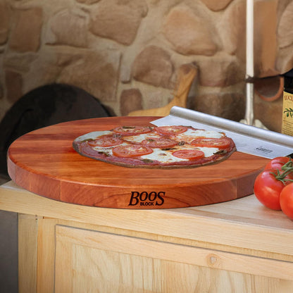 Block CHY-R18 Cherry Wood Edge Grain Reversible Round Cutting Board, 18 Inches Round x 1.5 Inches