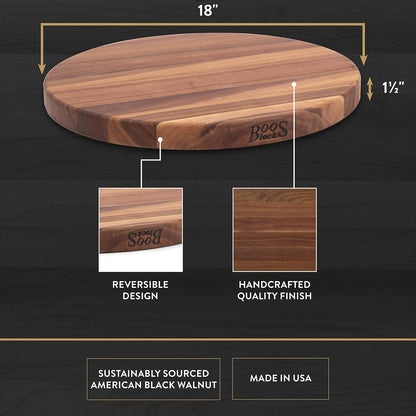 Block CHY-R18 Cherry Wood Edge Grain Reversible Round Cutting Board, 18 Inches Round x 1.5 Inches