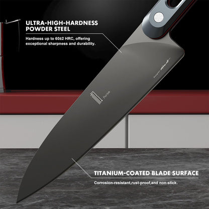 Japanese Chef Knife 8 Inch: ZDF-905 Powder Steel, Ultra Sharp Kitchen Knife, Full Tang Professional Chef Knife with Interchangeable Aluminum Handle, Purism Series