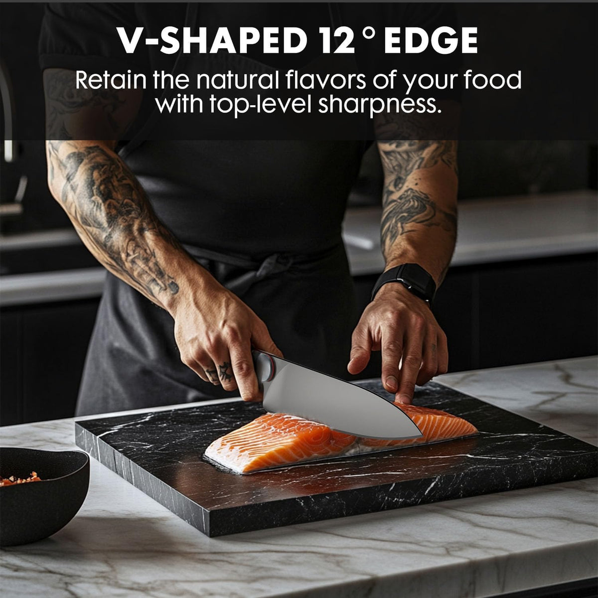 Japanese Chef Knife 8 Inch: ZDF-905 Powder Steel, Ultra Sharp Kitchen Knife, Full Tang Professional Chef Knife with Interchangeable Aluminum Handle, Purism Series