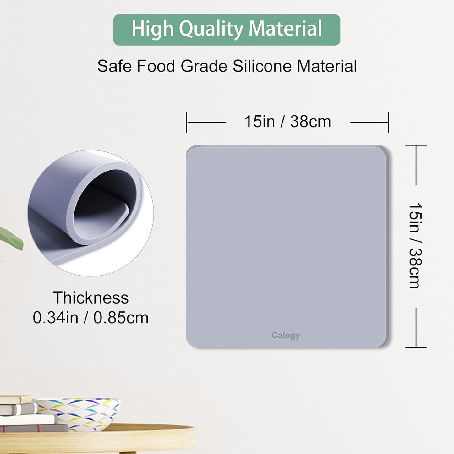 Heat Press Mat Silicone 15x15 inch, Heat Press Pad Resistant Fireproof 0.34in Thickness, Double Sided Easy Washable Mat for Vinyl Ironing Insulation Transfer Crafting Sublimation Projects