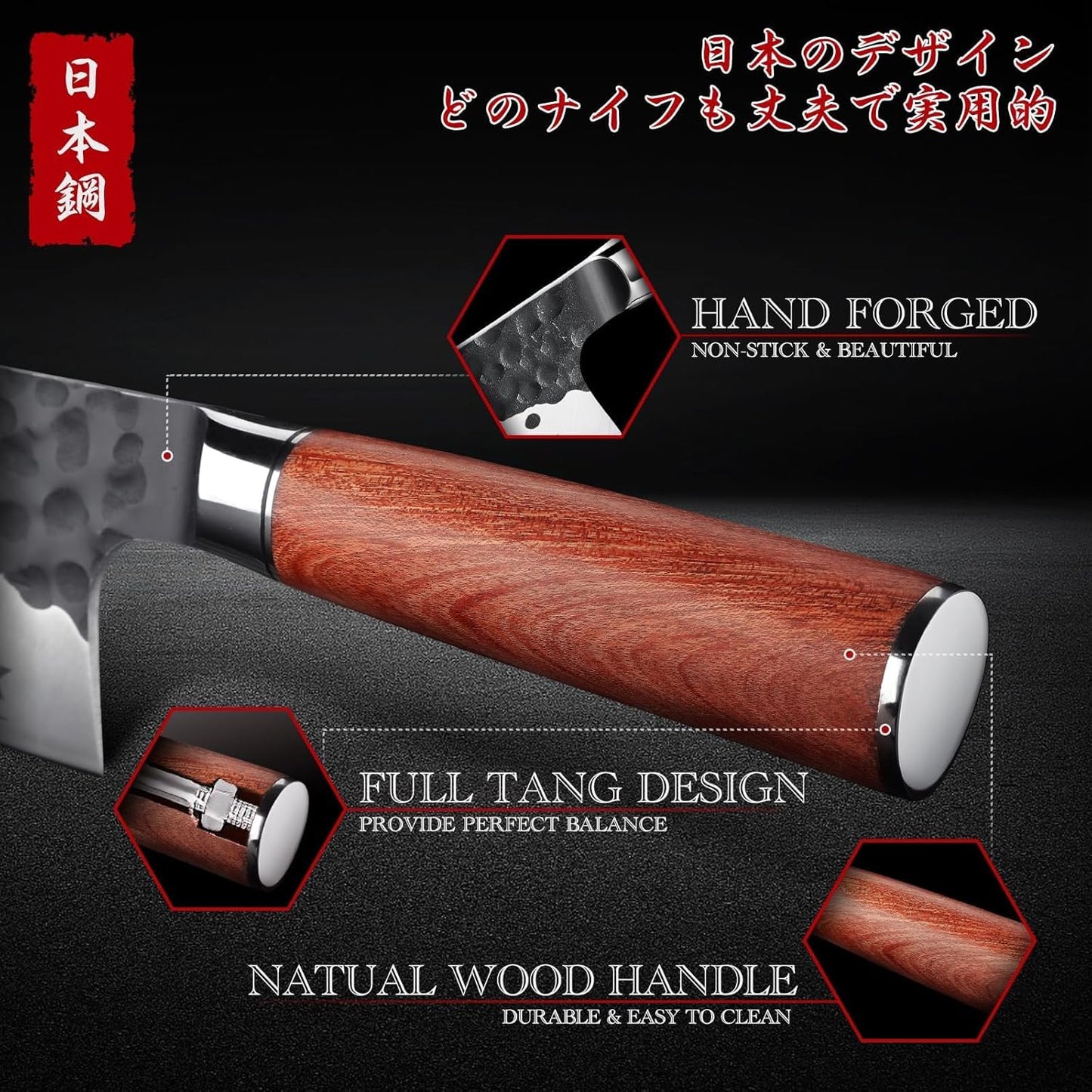 Huusk Knives from Japan, Meat Cleaver Heavy Duty Chopping Knife | Hand Forged Butcher Knife for Meat Cutting Kitchen Vegetable Knives for Home, Fathers' Day Gift Idea for Men Dad