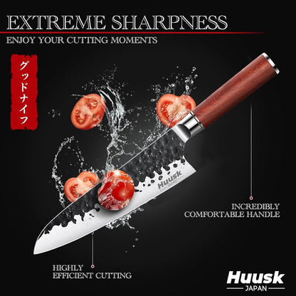 Huusk Knives from Japan, Meat Cleaver Heavy Duty Chopping Knife | Hand Forged Butcher Knife for Meat Cutting Kitchen Vegetable Knives for Home, Fathers' Day Gift Idea for Men Dad