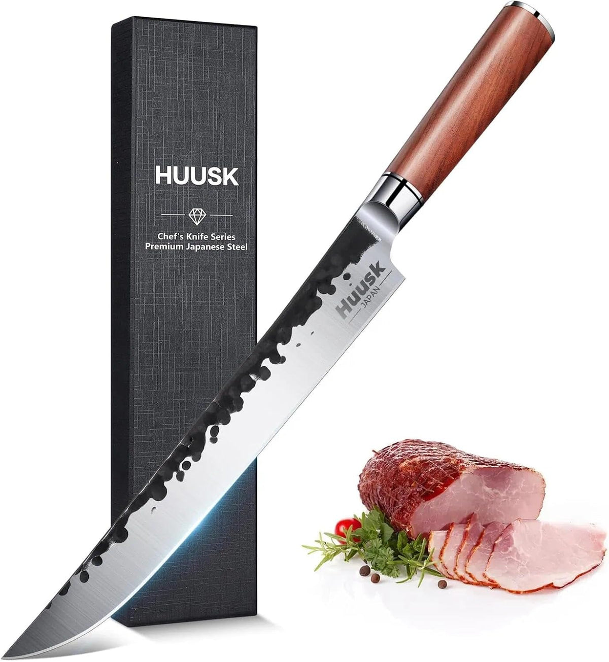 Huusk Knives from Japan, Meat Cleaver Heavy Duty Chopping Knife | Hand Forged Butcher Knife for Meat Cutting Kitchen Vegetable Knives for Home, Fathers' Day Gift Idea for Men Dad